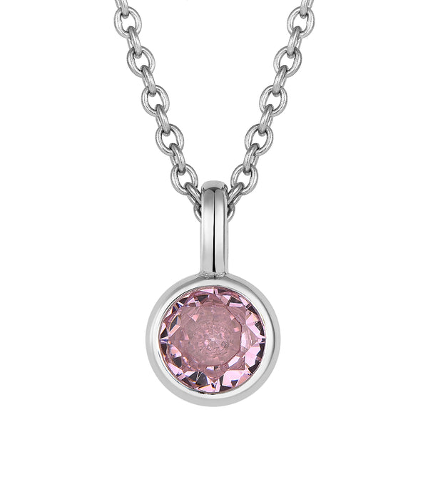 Casablanca Sterling Silver Bezel-Set CZ Birthstone Pendant Necklace
