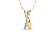 10KT Two Toned White and Yellow Gold Overlapping Necklace