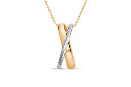 10KT Two Toned White and Yellow Gold Overlapping Necklace
