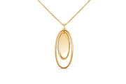 Yellow Tone Plated Elongated Oval Necklace