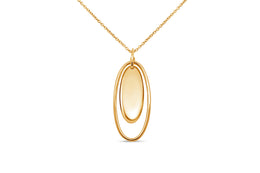 Yellow Tone Plated Elongated Oval Necklace