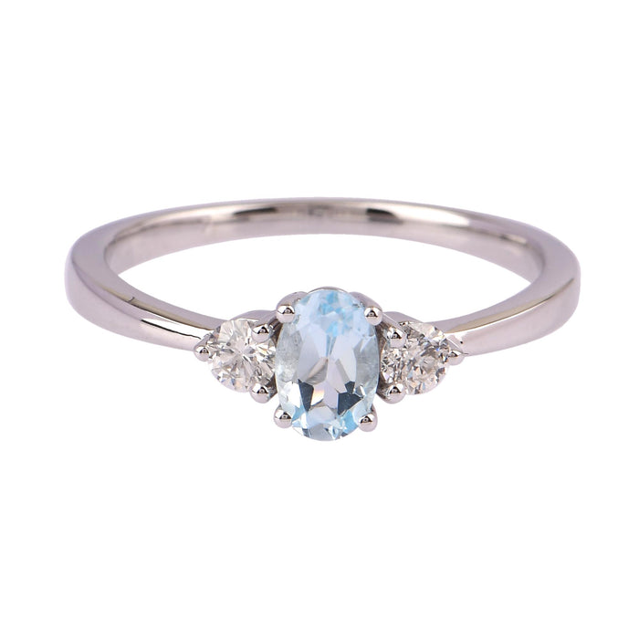 Lab Grown Diamond & Oval Blue Topaz Ring