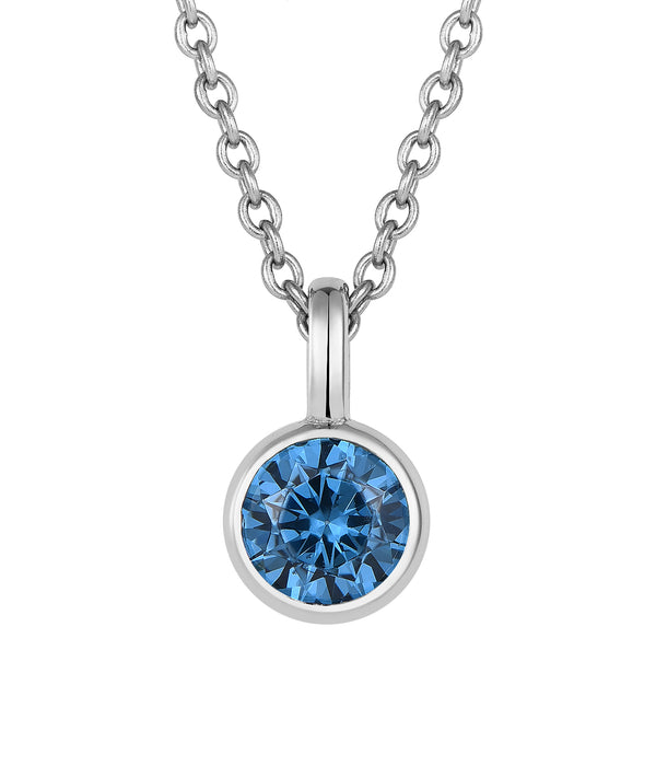 Casablanca Sterling Silver Bezel-Set CZ Birthstone Pendant Necklace