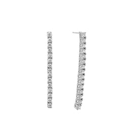 Casablanca Sterling Silver CZ Double Row Drop Earrings