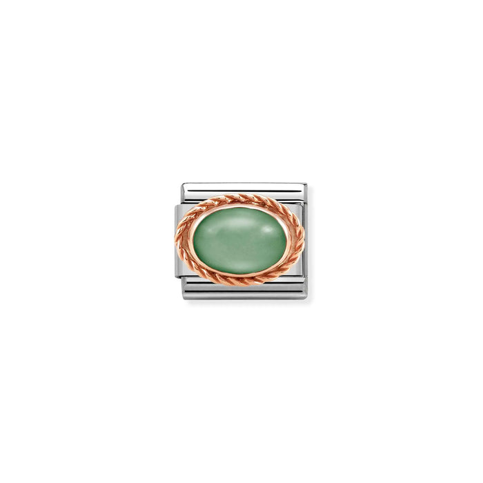 Nomination Italy Classic Link Rose Gold and Green Aventurine Stone Charm