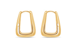Casablanca Yellow Gold-Tone Sterling Silver Bold Rectangle Hoop Earrings