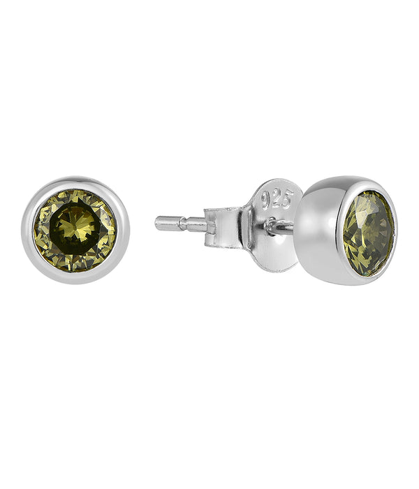 Casablanca Sterling Silver Bezel Birthstone Stud Earrings
