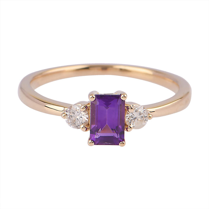 Lab Grown Emerald Cut Amethyst Ring