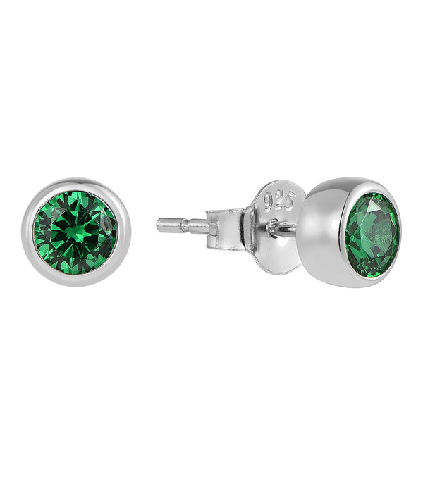 Casablanca Sterling Silver Bezel Birthstone Stud Earrings