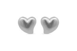 Casablanca Silver Puffed Heart Earrings
