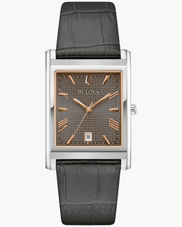 Bulova Classic Grey Dial Leather Strap Watch