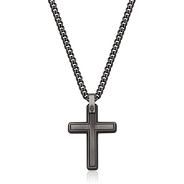 Steelx Black Stainless Steel Antique Men's Cross Necklace