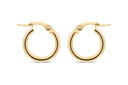 2mm Yellow Gold Stovepipe Hoop Earrings
