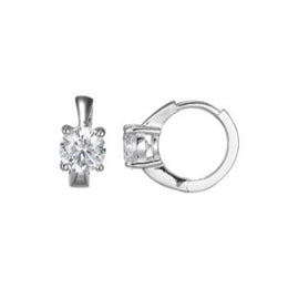 Casablanca Rhodium Plated Silver Tone CZ Hoop Earrings