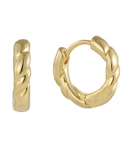 Casablanca Yellow Gold Plated Small Twisted Hoop Earrings