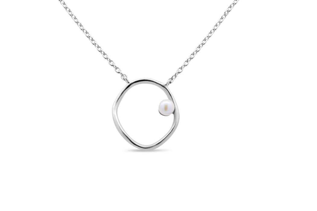 Casablanca Silver & Mini Pearl Circle Necklace