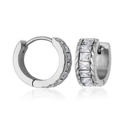Steelx Stainless Steel 14mm Baguette Crystal Hoop