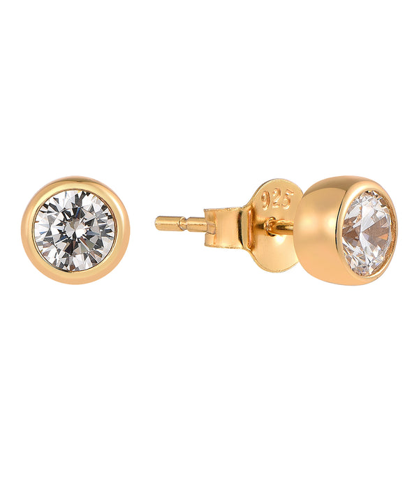 Casablanca Sterling Silver Bezel Birthstone Stud Earrings