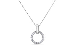 Casablanca Silver CZ Circle Neckalce