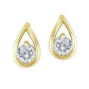 Casablanca Sterling Silver Yellow Gold Plated Lab Grown Round 1.00CT TDW Diamond Earrings