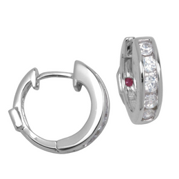 Elle Sterling Silver CZ Huggie Earrings