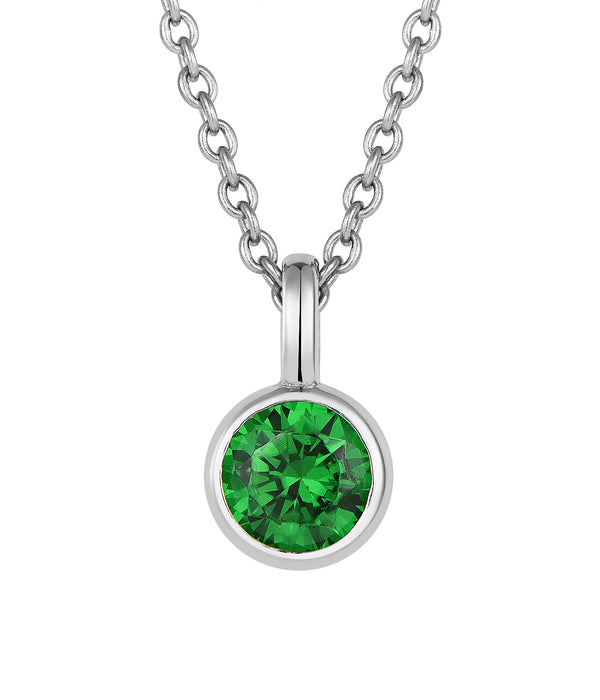 Casablanca Sterling Silver Bezel-Set CZ Birthstone Pendant Necklace