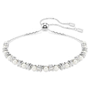 Swarovski Matrix Rhodium Plated Pearl Crystal Adjustable Bracelet