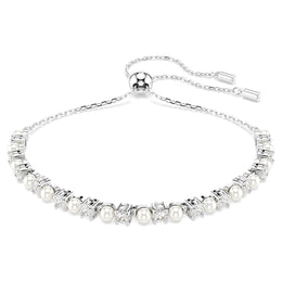 Swarovski Matrix Rhodium Plated Pearl Crystal Adjustable Bracelet