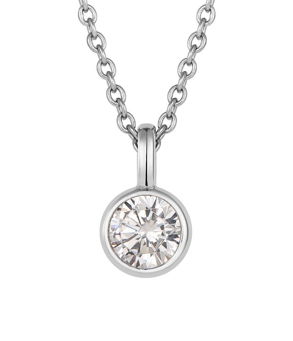 Casablanca Sterling Silver Bezel-Set CZ Birthstone Pendant Necklace