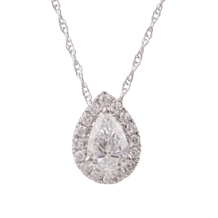 0.50CTW Lab Grown Diamond Halo Pear Necklace