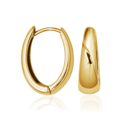 Steelx Stainless Steel Yellow Gold Tone Oval Hoop Earrings