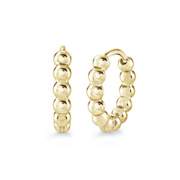 Italgem Veloria Mini Yellow Gold Plated Stainless Steel 11MM Beaded Kid's Hoop Earrings