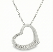 Casablanca Sterling Silver Open Heart CZ Necklace