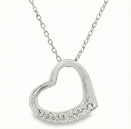 Casablanca Sterling Silver Open Heart CZ Necklace