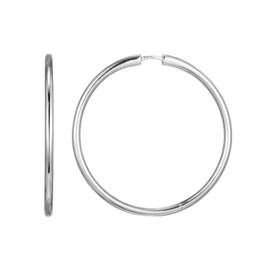 Casablanca Rhodium Plated Hoop Earrings
