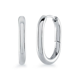Italgem Veloria Mini Stainless Steel 12MM Oval Kid's Hoop Earrings