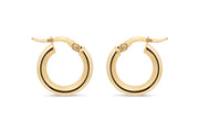 3mm Yellow Gold Stovepipe Hoop Earrings