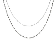 Casablanca Sterling Silver Beaded Layered Necklace