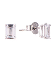 Casablanca Silver Emerald Cut Stud Earrings