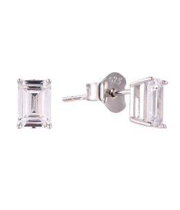 Casablanca Silver Emerald Cut Stud Earrings