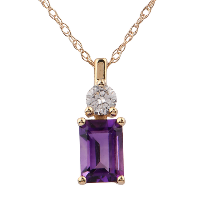 Lab Grown Amethyst & Yellow Gold Necklace