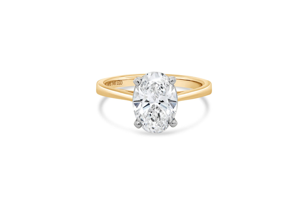 2.06CT Lab Grown Yellow Gold Oval Solitaire Engagement Ring