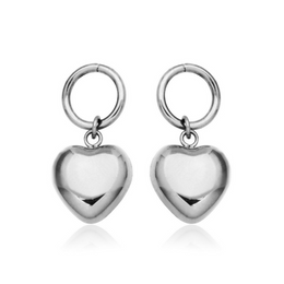 Steelx Stainless Steel Puffy Heart Dangle Earrings