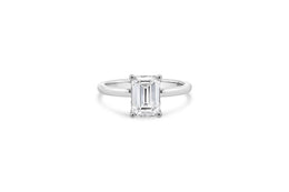 2.11CTW Lab Grown Emerald Cut Diamond Hidden Halo White Gold Engagement Ring