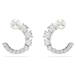 Swarovski Matrix Crystal & Pearl Hoop Earrings