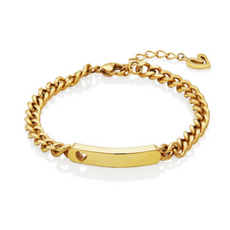 Steelx Stainless Steel Yellow Gold Tone ID Heart Bracelet