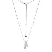 Elle Sterling Silver Baguette CZ Double Bar Necklace