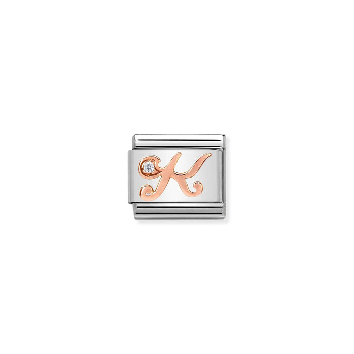 Nomination Italy Classic Link Letter K with Rose Gold and CZ