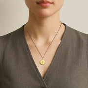 18k Yellow Gold Plated Personal Story Medallion Necklace – Lucky Symbol & Engravable AW24N001G