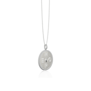 Sterling Silver Rhodium Plated Personal Story Medallion Necklace – Lucky Symbol & Engravable AW24N001R